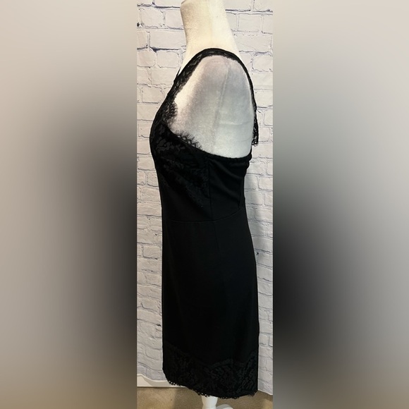GUESS BLACK LACE V-BACK MIDI DRESS SIZE Large - Picture 6 of 12
